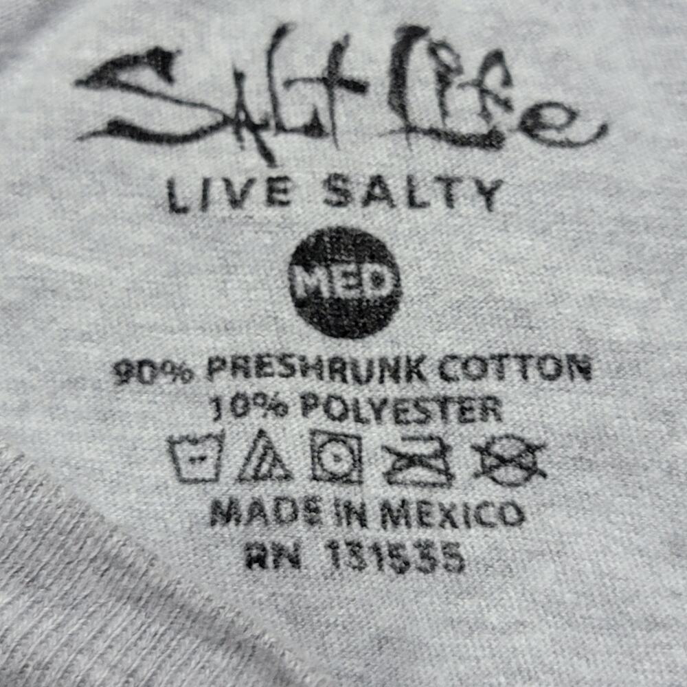 Salt Life LS Grey Unisex Tee "Get Hooked" - Size Medium - Picture 6 of 6